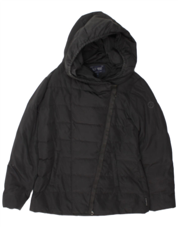 Armani Chaqueta acolchada con capucha para mujer EU 44 XL Azul marino Poliéster