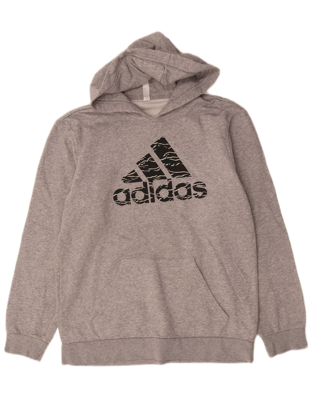 Adidas Hombre Sudadera Con Capucha Gráfica Jersey De Algodón Gris Medio