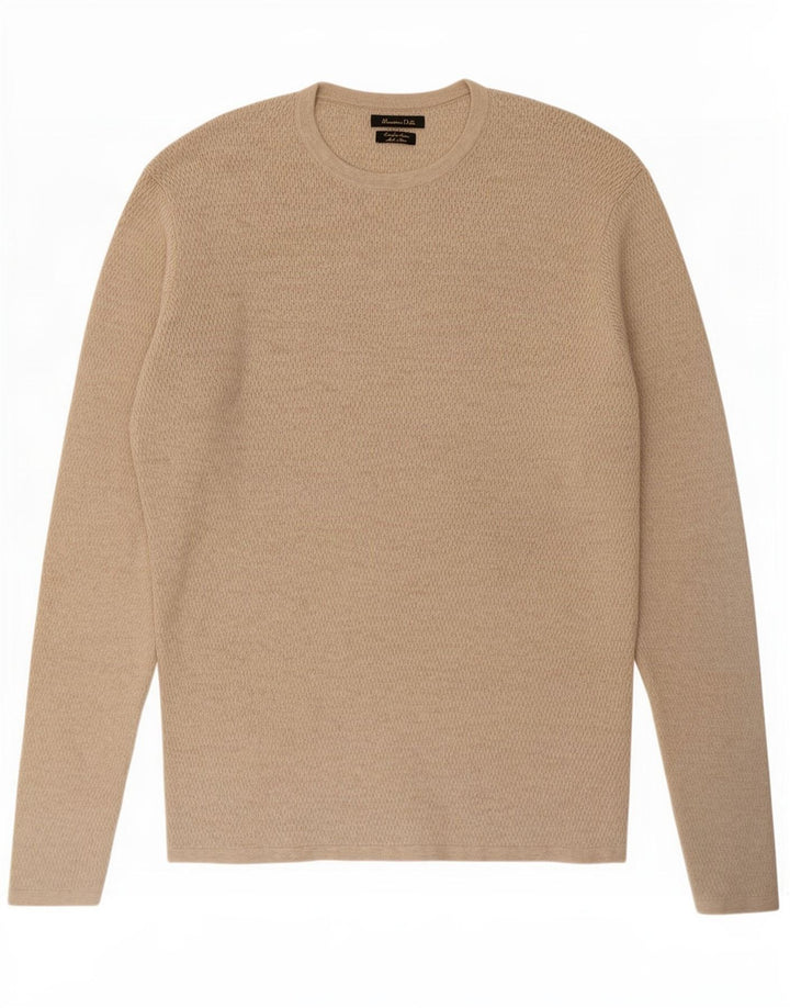 Jersey Massimo Dutti Hombre Cuello Redondo Algodón Beige Medio