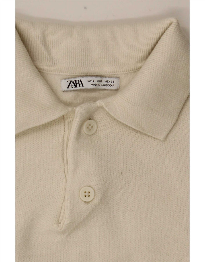 Zara Hombre Polo Neck Jumper Sweater Small Off White