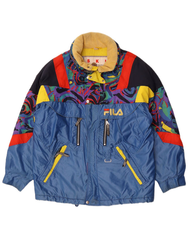 Fila Chaqueta de esquí holgada con capucha para hombre UK 36 Small Blue Colourblock
