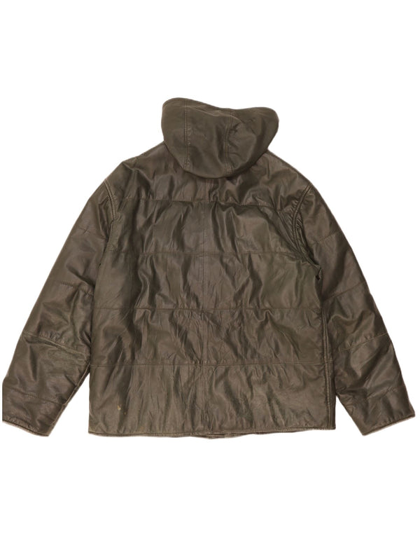 Morris Chaqueta de cuero con capucha para hombre IT 52 XL Cuero verde