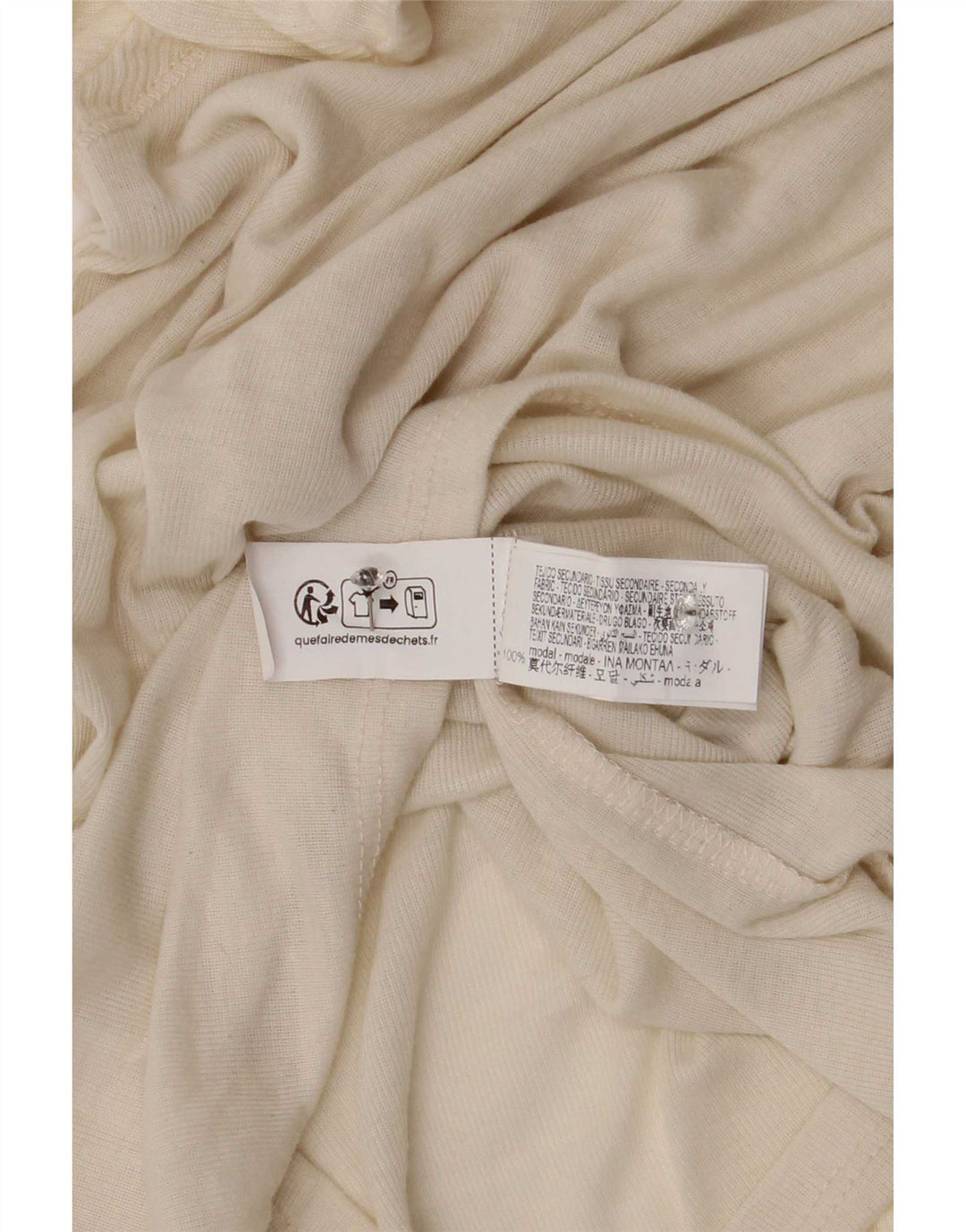 Zara Mujer Top Manga Larga UK 8 Small Blanco Modal