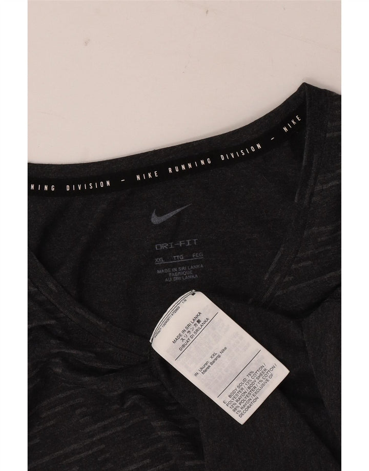 Nike Camiseta Dri Fit para hombre Top 2XL Gris Geométrico Poliéster