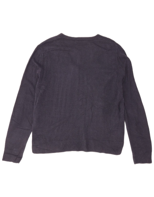 Marks & Spencer Suéter con Cuello en V para Mujer UK 40 Medio Azul Marino Acrílico