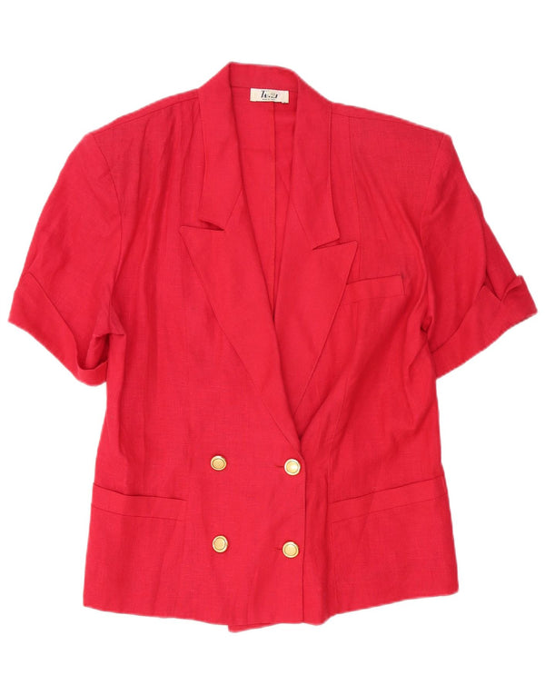 Vintage mujer manga corta doble pecho Blazer chaqueta IT 48 XL rojo