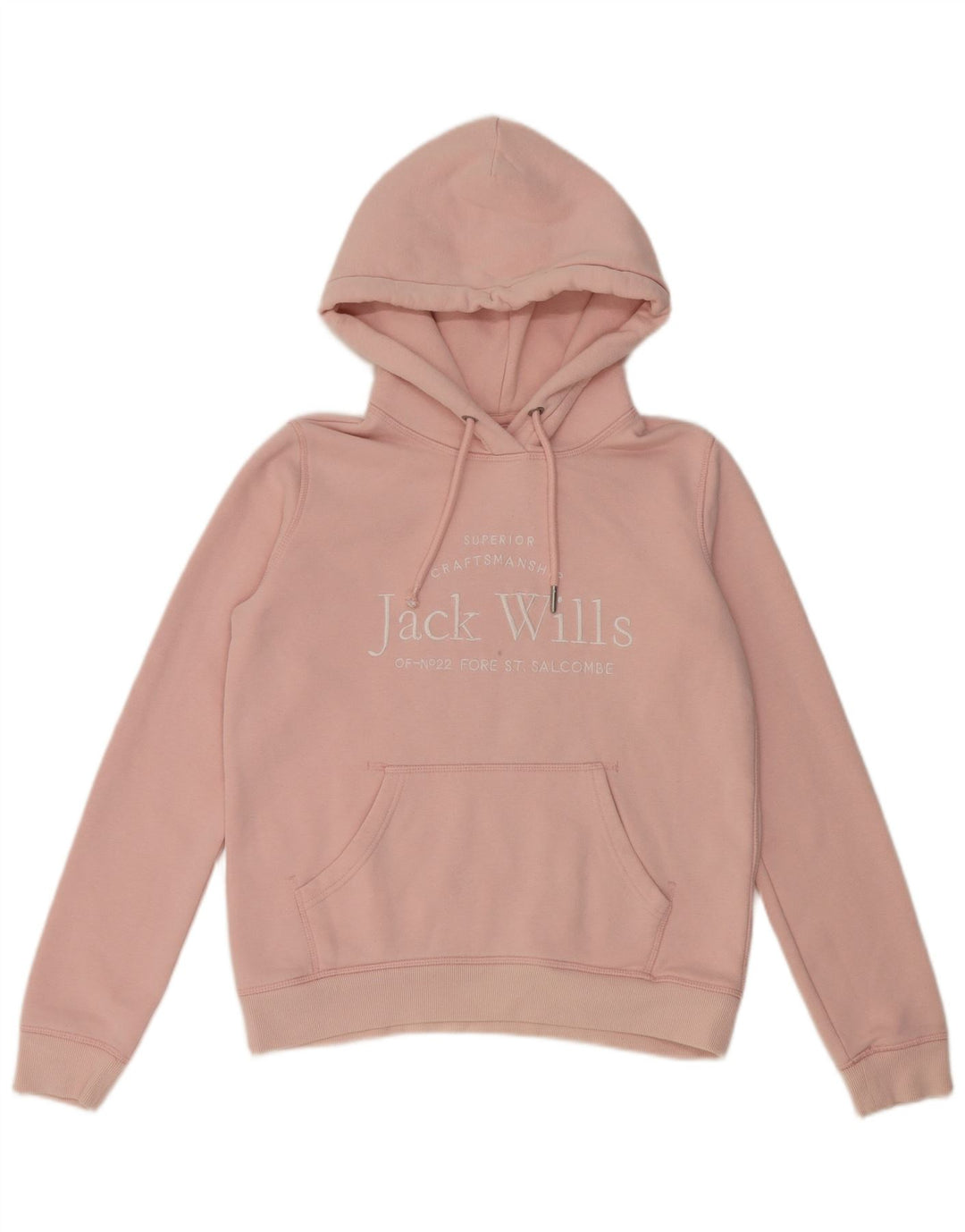 JACK WILLS Jersey con capucha gráfico para mujer UK 8 Small Pink Cotton