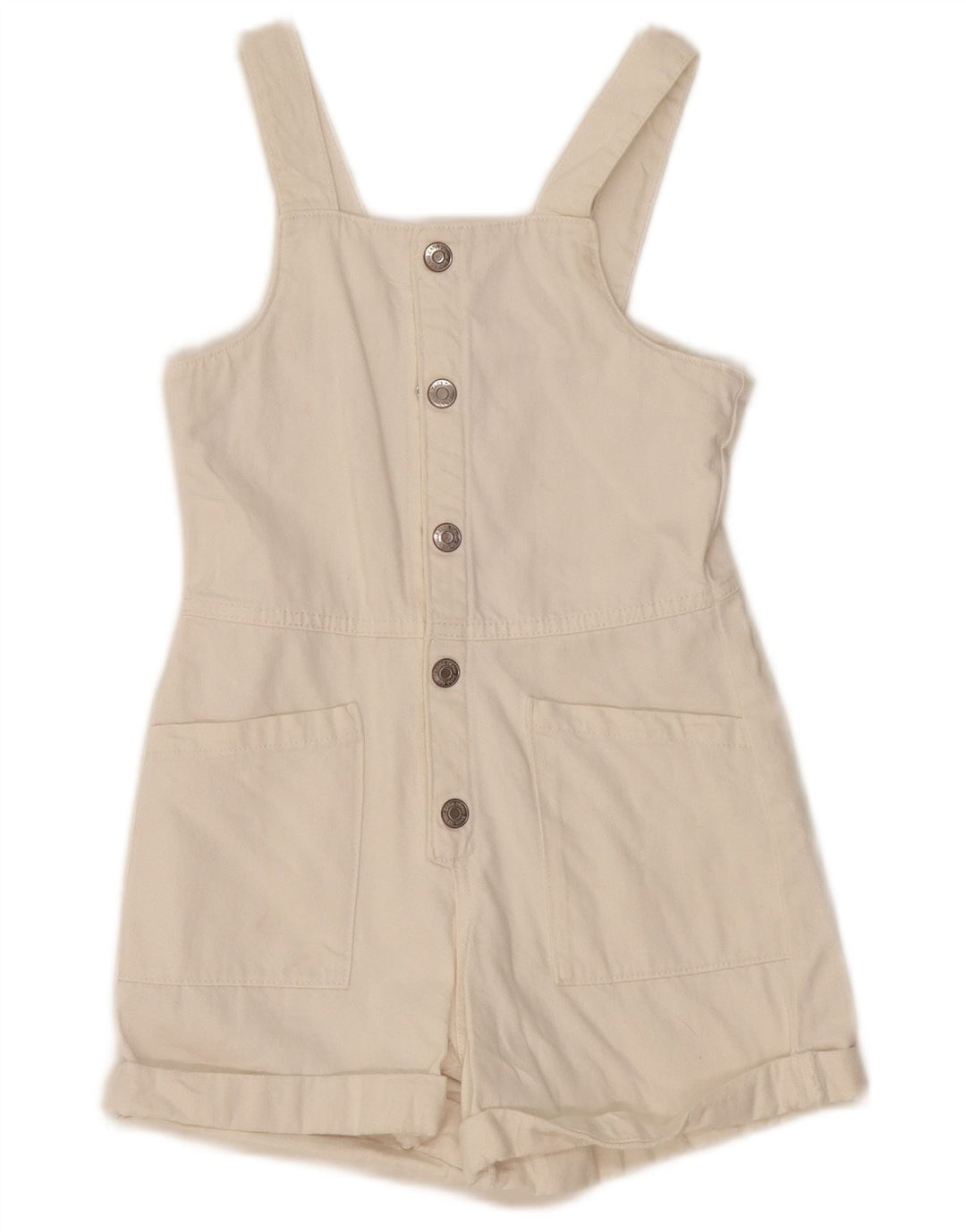 Zara Mono Corto Niña Denim 8-9 Años Blanco Algodón