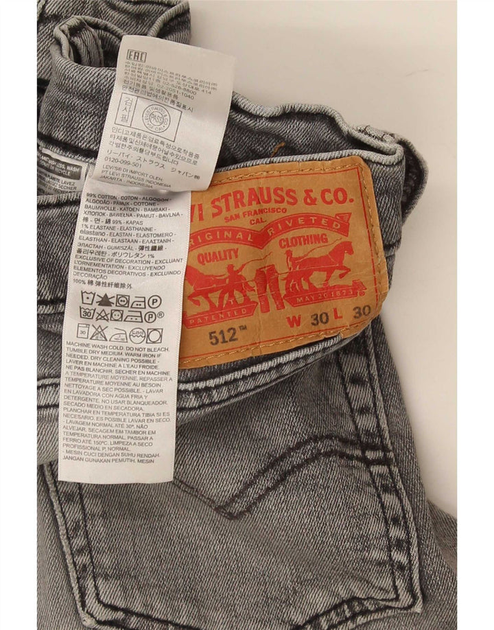 Levi's Hombre 512 Slim Tapered Jeans W30 L30 Algodón Gris
