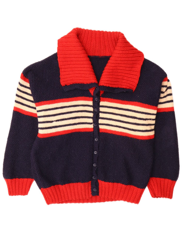 Vintage mujer Cardigan suéter Reino Unido 14 grande azul marino rayas