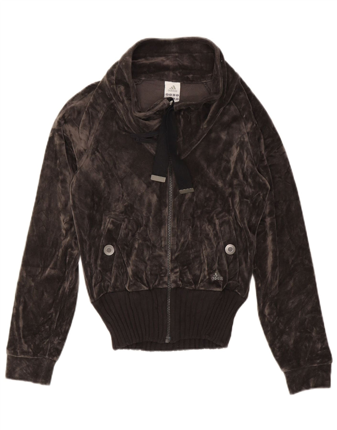 ADIDAS Chaqueta superior de chándal de terciopelo para mujer Reino Unido 12 Algodón gris medio