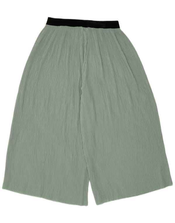 Zara Mujer Culottes Pantalones Cortos Reino Unido 40 Grande W32 L21 Poliéster Verde