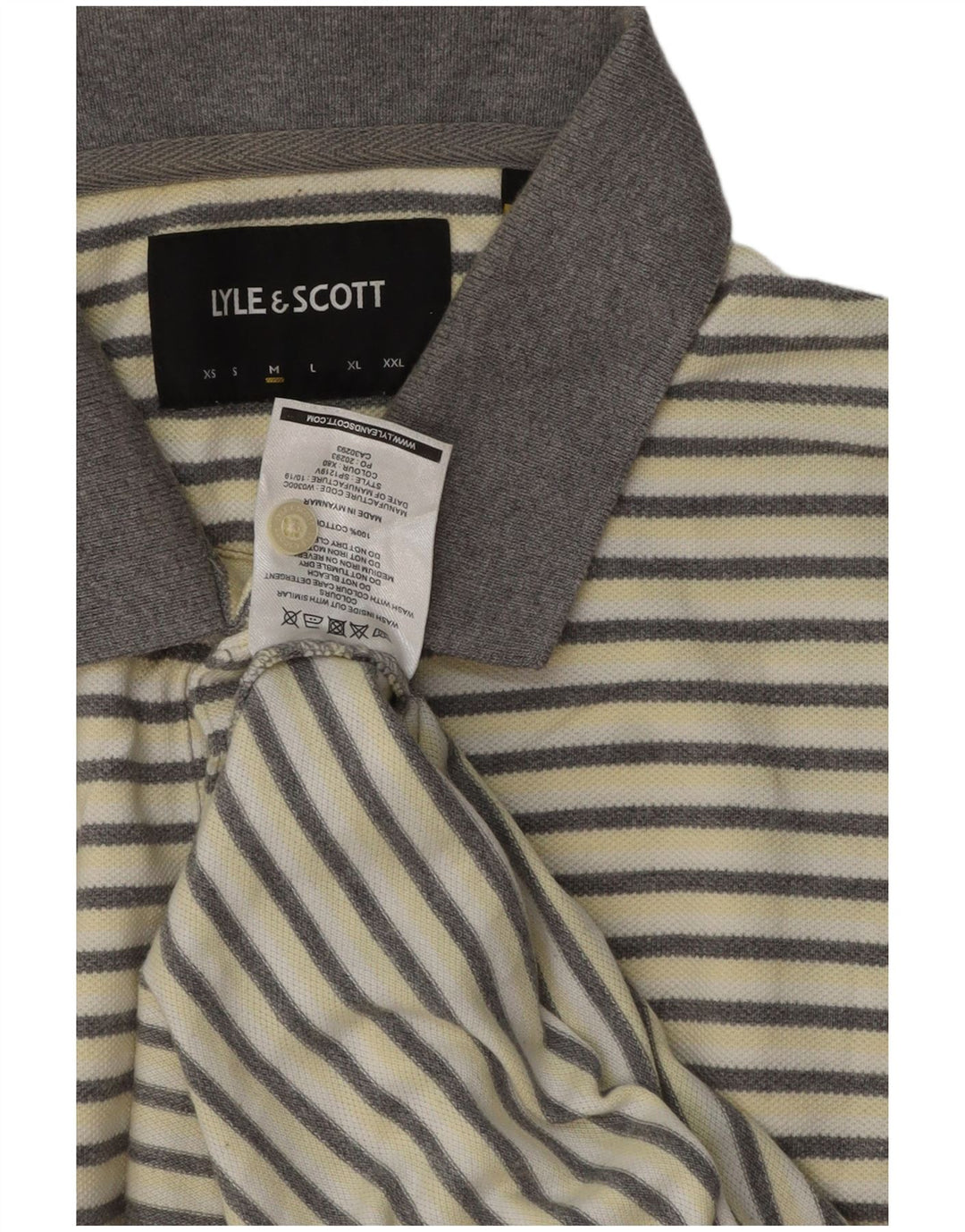 Lyle & Scott Polo para hombre de algodón a rayas blanco roto mediano