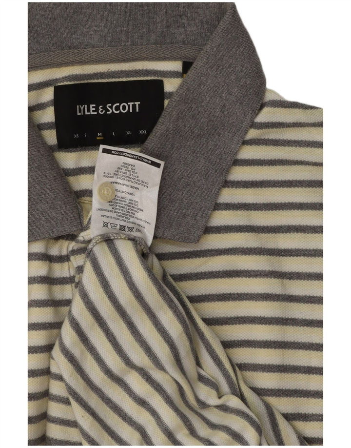 Lyle & Scott Polo para hombre de algodón a rayas blanco roto mediano