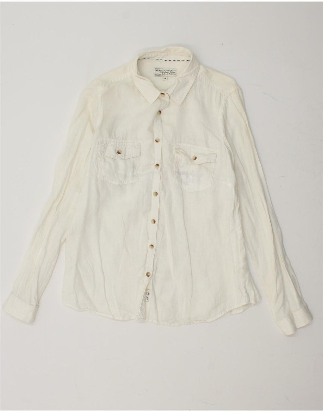 FAT FACE Camisa para Mujer UK 40 Mediana Lino Blanco Roto