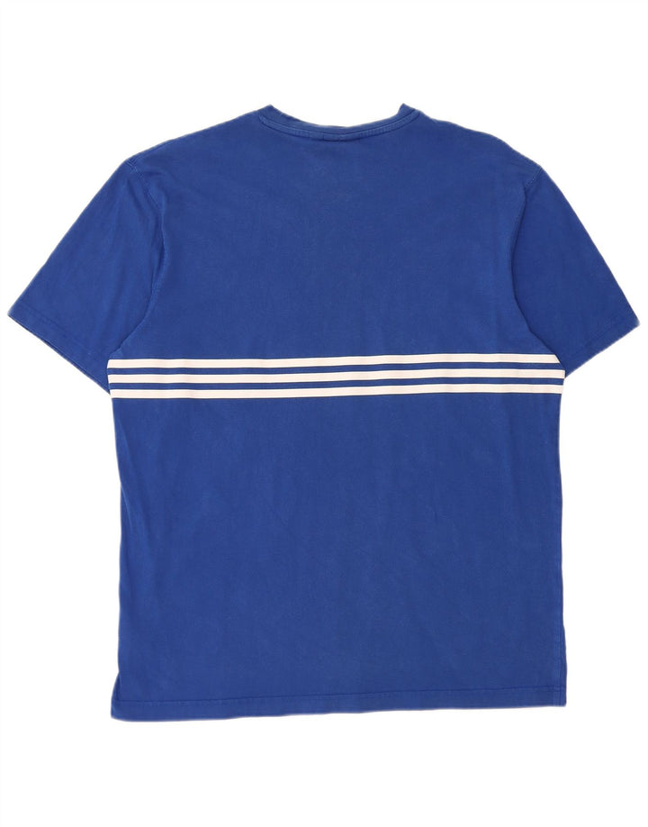 Adidas Hombre Camiseta Gráfica Top Algodón Rayas Azul Medio