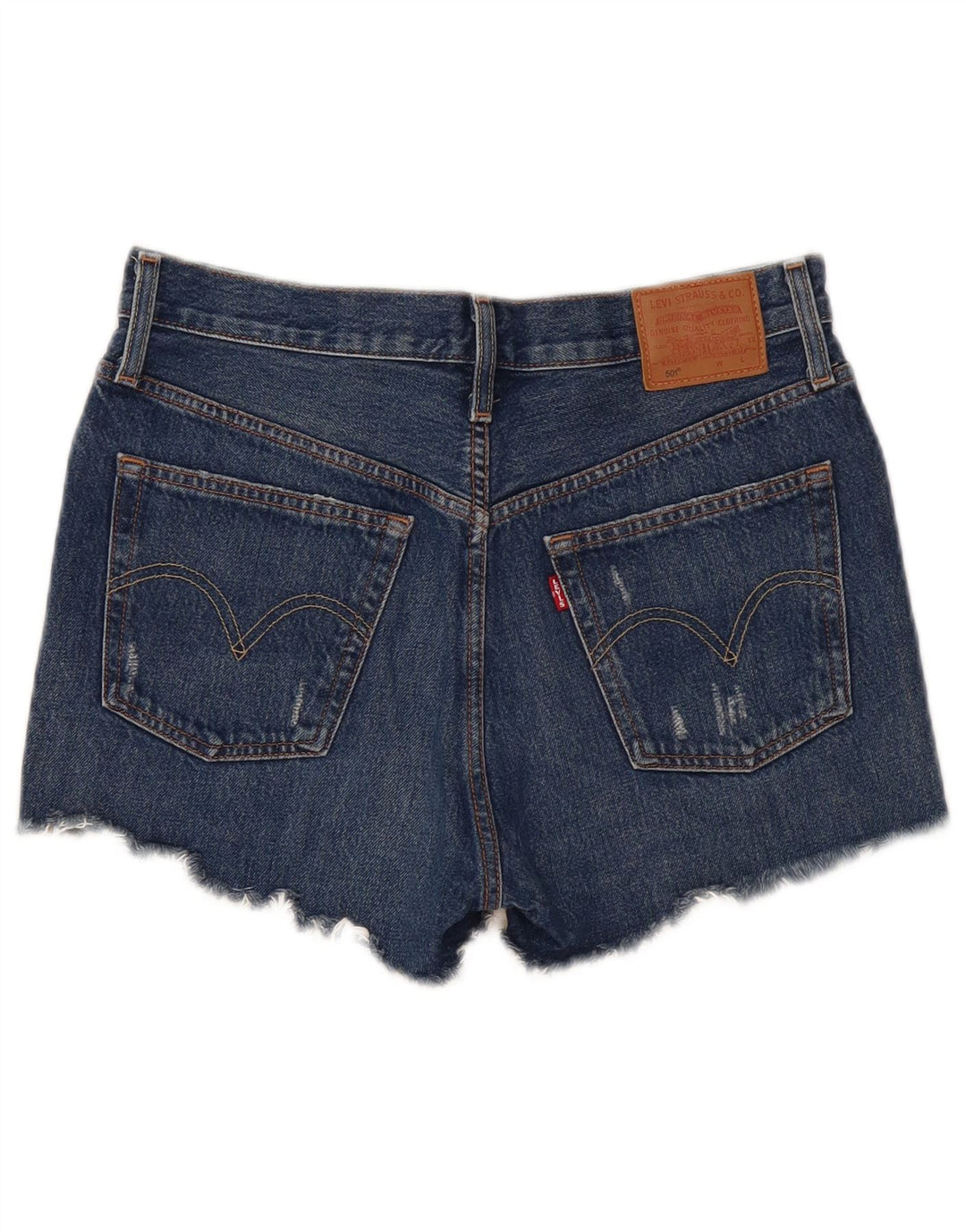 Levi's Mujer 501 Pantalones Cortos De Mezclilla Desgastados W27 Pequeño Algodón Azul Marino