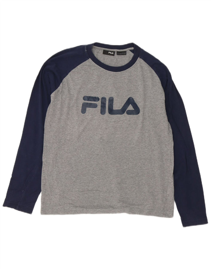 Fila Hombre Graphic Top Manga Larga Pequeño Gris Colorblock Algodón