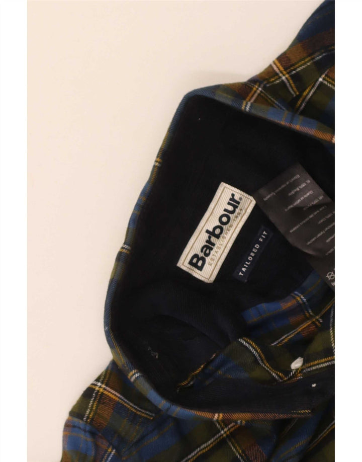Barbour Camisa De Franela De Corte Entallado De Algodón A Cuadros Azul Marino Mediano