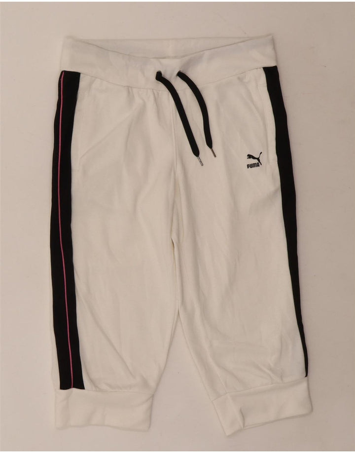 PUMA Pantalones cortos deportivos para mujer UK 12 Medium White Colourblock