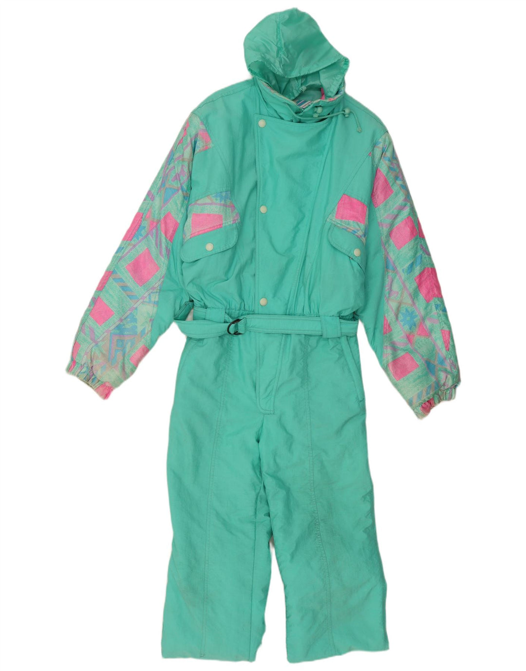 C.KEER Mono de esquí con capucha para hombre, talla grande, color turquesa, geométrico