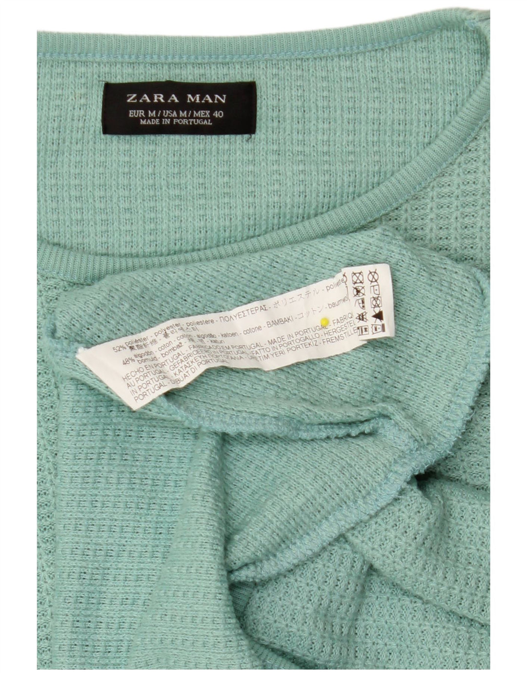 ZARA Hombre Jersey Cuello Redondo Algodón Verde Medio