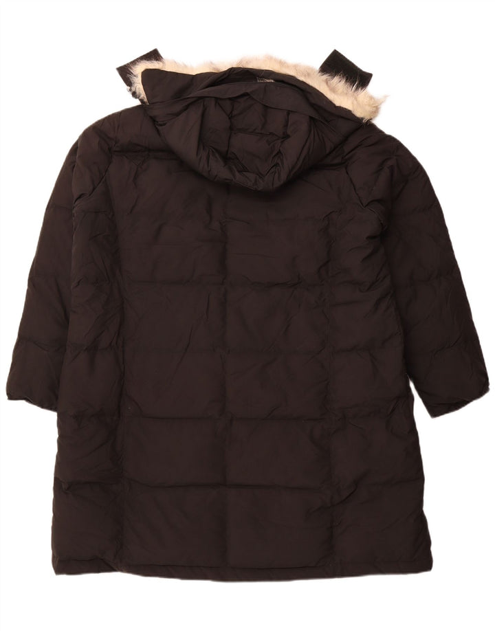 L.L.BEAN Abrigo acolchado extragrande con capucha para mujer UK 40 XL Poliéster negro