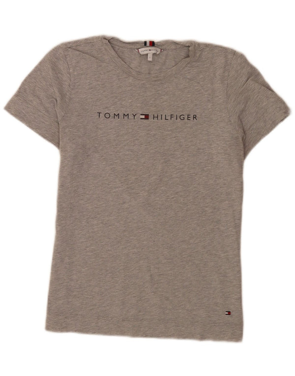 Tommy Hilfiger Camiseta gráfica para mujer Top UK 8 Small Grey Moteado