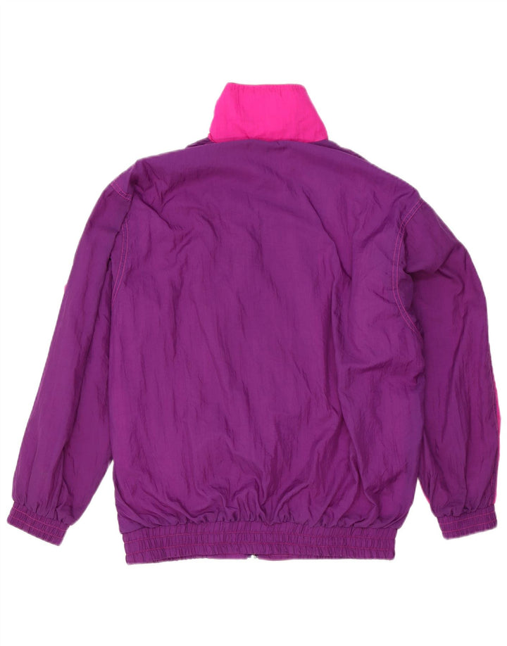 Vintage mujer chándal completo Reino Unido 12 medio púrpura colorblock poliamida