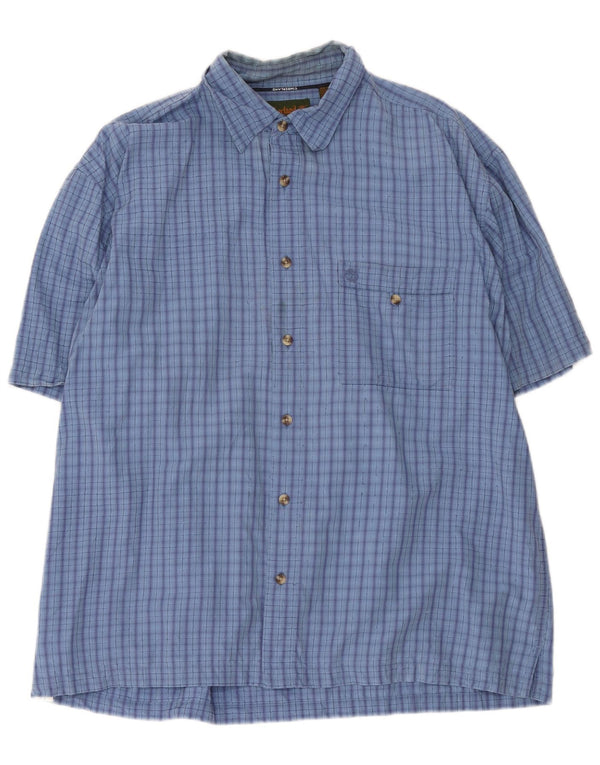 Timberland Camisa Manga Corta Hombre XL Azul Cuadros Algodón