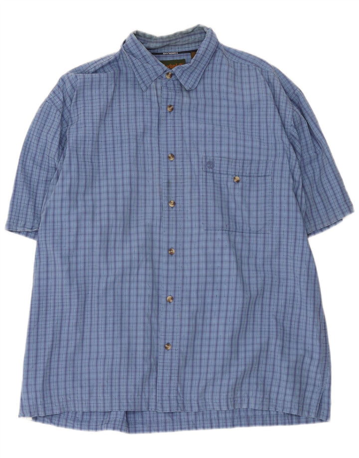 Timberland Camisa Manga Corta Hombre XL Azul Cuadros Algodón