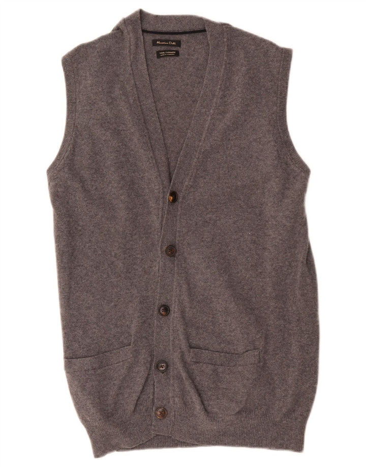 Massimo Dutti Hombre Cárdigan Sin Mangas Lana Gris Medio