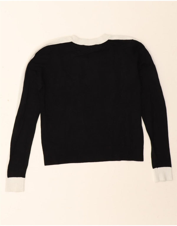 Zara Mujer Crop Crew Neck Jumper Sweater UK 44 Medium Black Colourblock