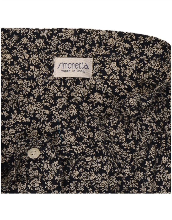 Simonetta Falda Plisada Acampanada W26 Pequeña Azul Marino Floral