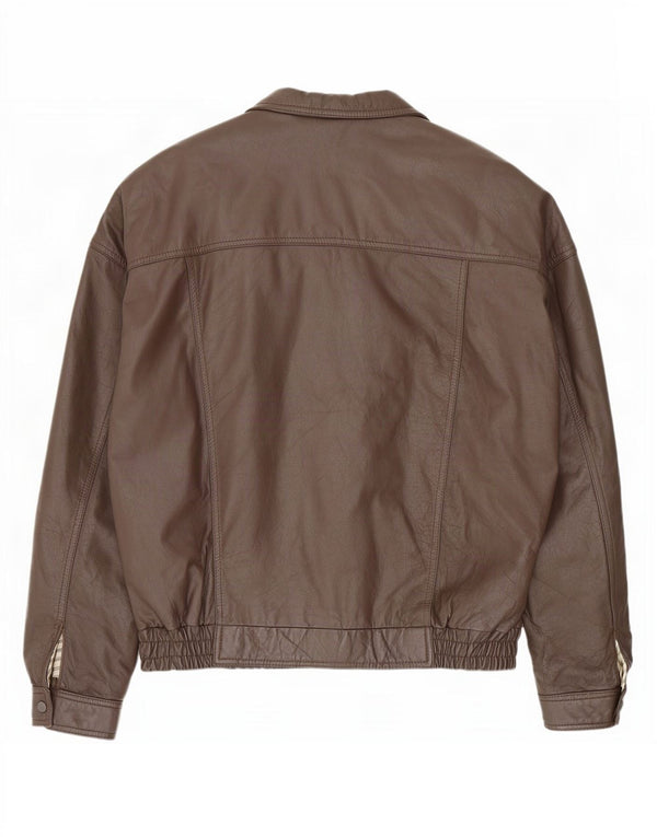 Vintage hombres bombardero chaqueta de cuero IT 58 4XL marrón