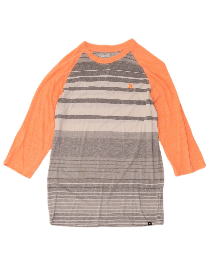 Hurley Mujer Premium Fit Top Manga 3/4 UK 40 Pequeño Poliéster A Rayas Gris