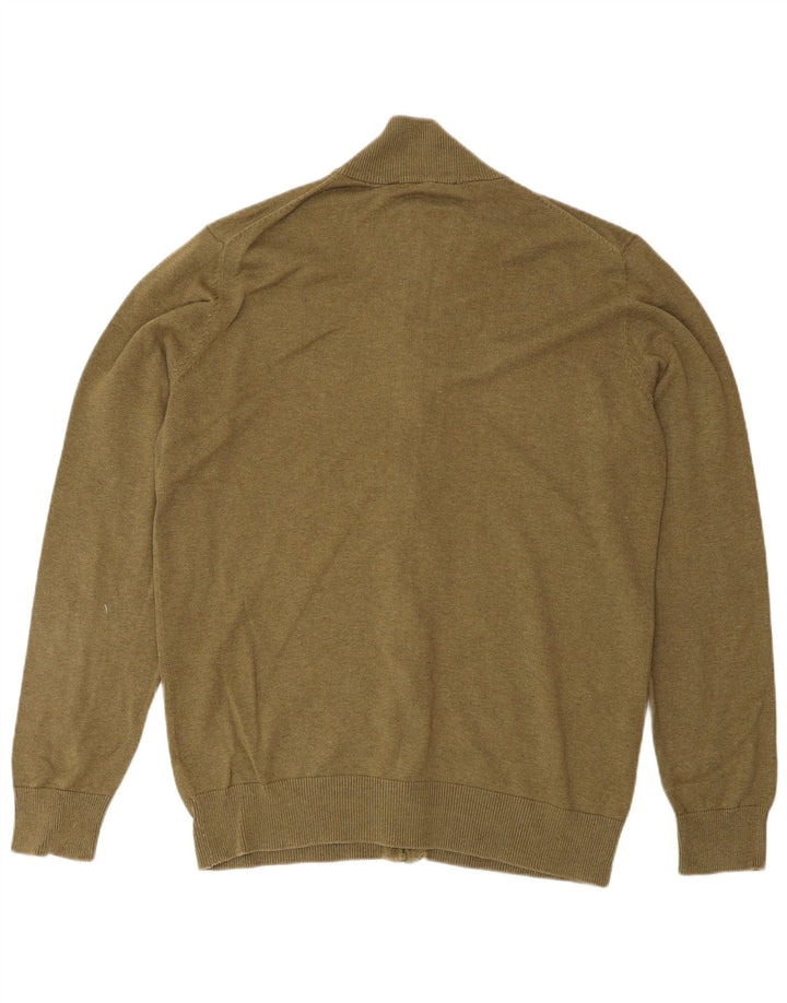 Crew Clothing Suéter tipo cárdigan para hombre Algodón caqui medio