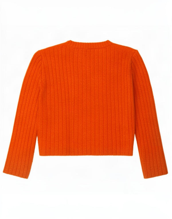 Zara Mujer Crop Boat Neck Jumper Sweater UK 10 Small Naranja