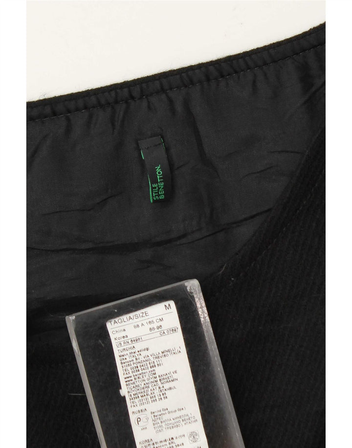 Benetton Vestido Recto Sin Mangas para Mujer UK 42 Mediano Lana Negra