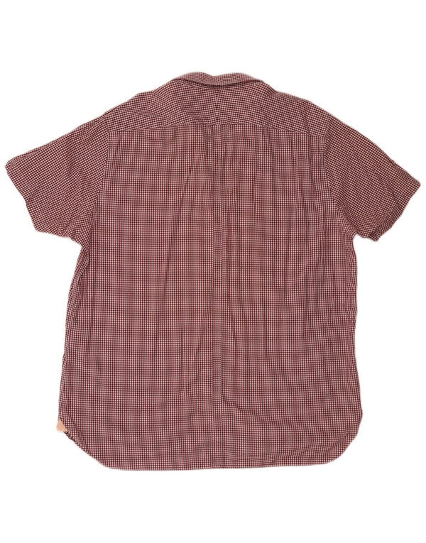 Ben Sherman Camisa de manga corta para hombre 3XL Algodón a cuadros burdeos