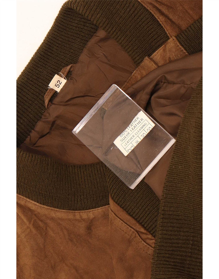 Vintage hombres bombardero ante chaqueta IT 52 XL cuero marrón