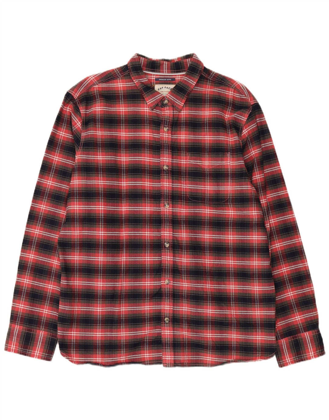 Camisa de franela para hombre Fat Face XL de algodón a cuadros rojos