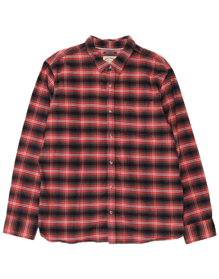 Camisa de franela para hombre Fat Face XL de algodón a cuadros rojos