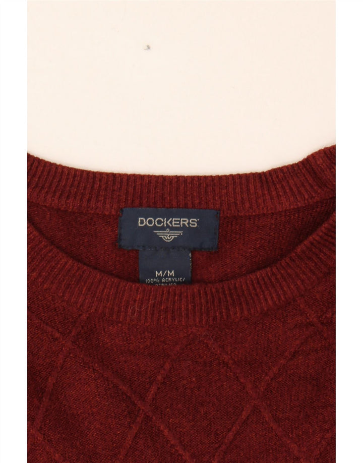 DOCKERS Mens Crew Neck Jumper Sweater Medium Burgundy Argyle/Diamond Vintage Dockers and Second-Hand Dockers from Messina Hembry 