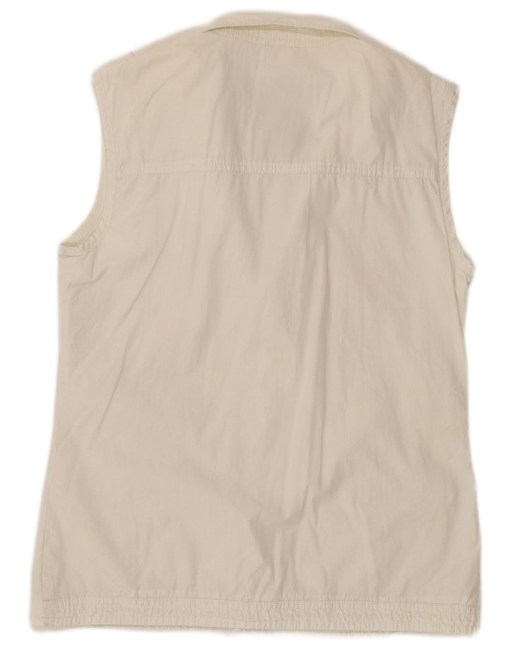 Gas Mujer Sin Mangas Chándal Top Chaqueta UK 40 Mediana Algodón Blanco