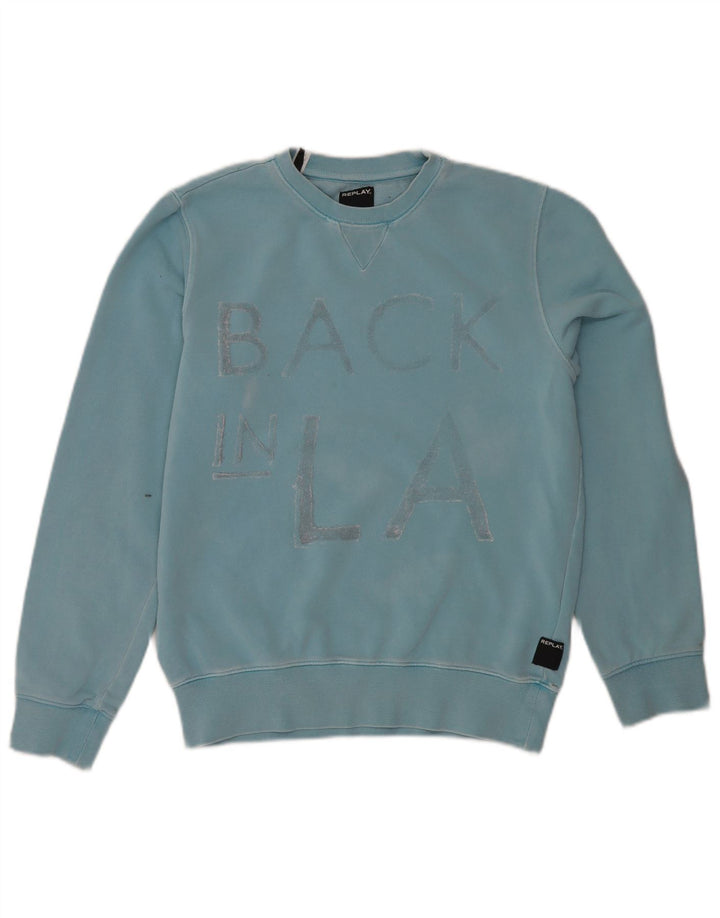 Replay Sudadera Estampada Hombre Jersey Small Azul Algodón