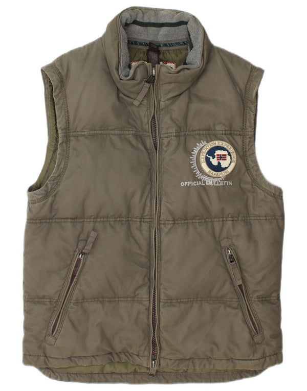 Napapijri Chaleco acolchado gráfico para hombre UK 38 Algodón gris medio