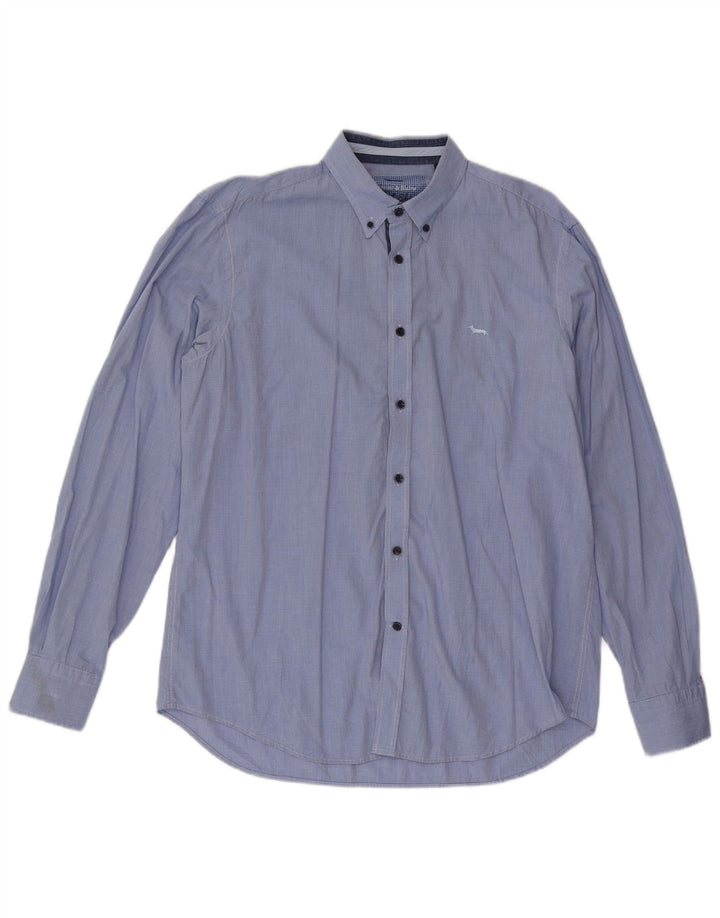 Camisa Harmont & Blaine Hombre Regular Fit XL Pata de Gallo Azul