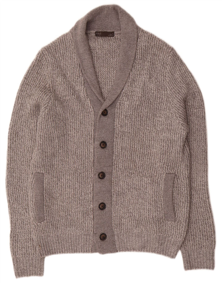 Marks & Spencer Suéter tipo cárdigan para hombre Acrílico moteado gris medio