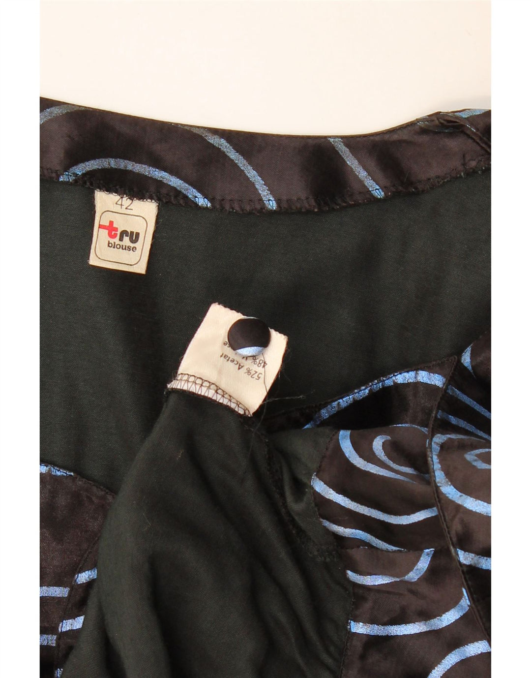 TRU Blusa camisera con patrón abstracto para mujer IT 42 Medium Black